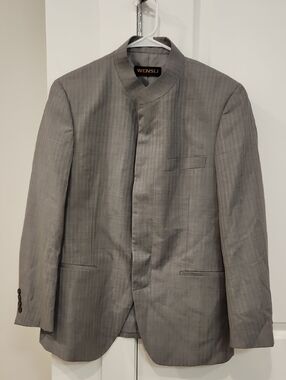NWOT Men's Wool Blazer Grey Mandarin Collar Blazer